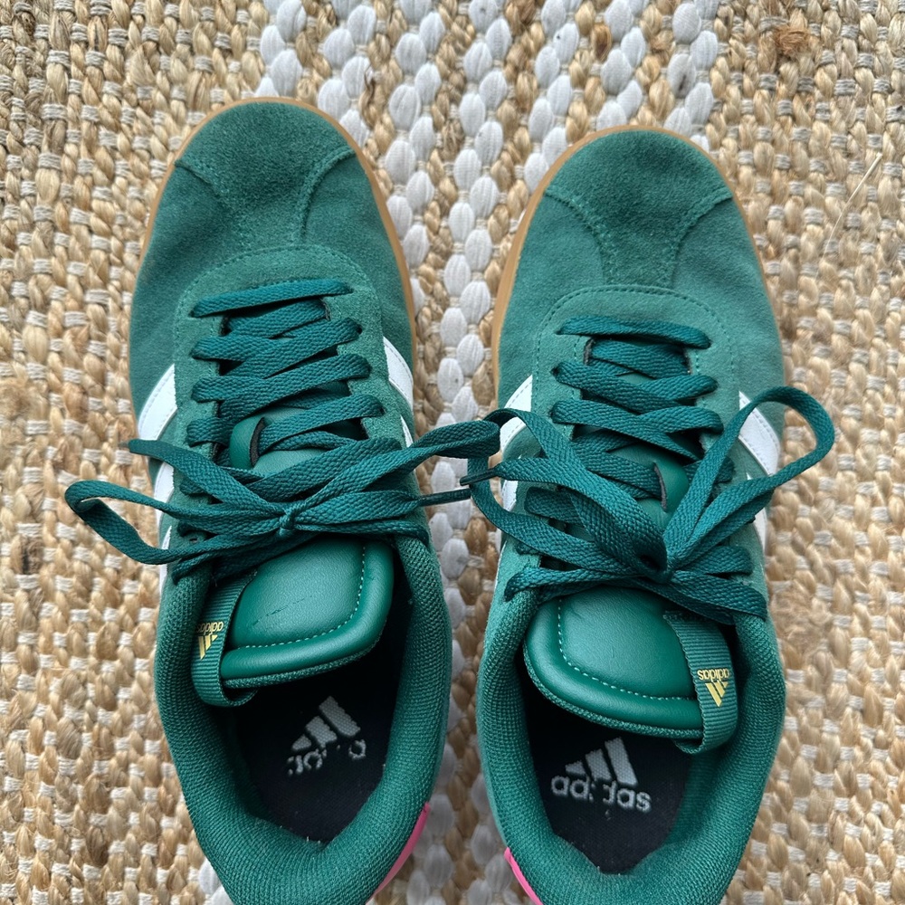 Adidas Forest Green Sneakers with White Accents
